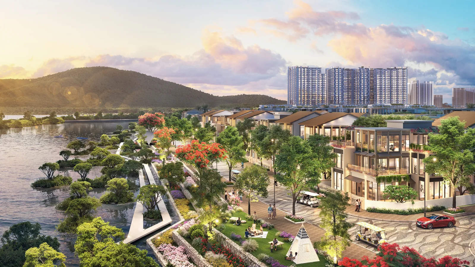 Thấp tầng Charmora City nhìn từ sông