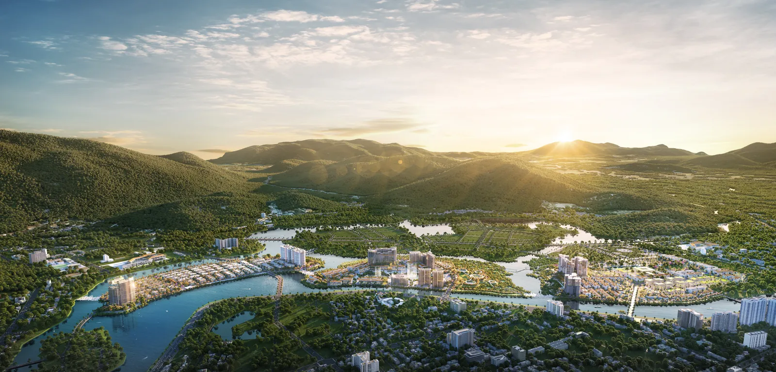 Charmora City lúc hoàng hôn — đô thị ven sông kề biển Nha Trang