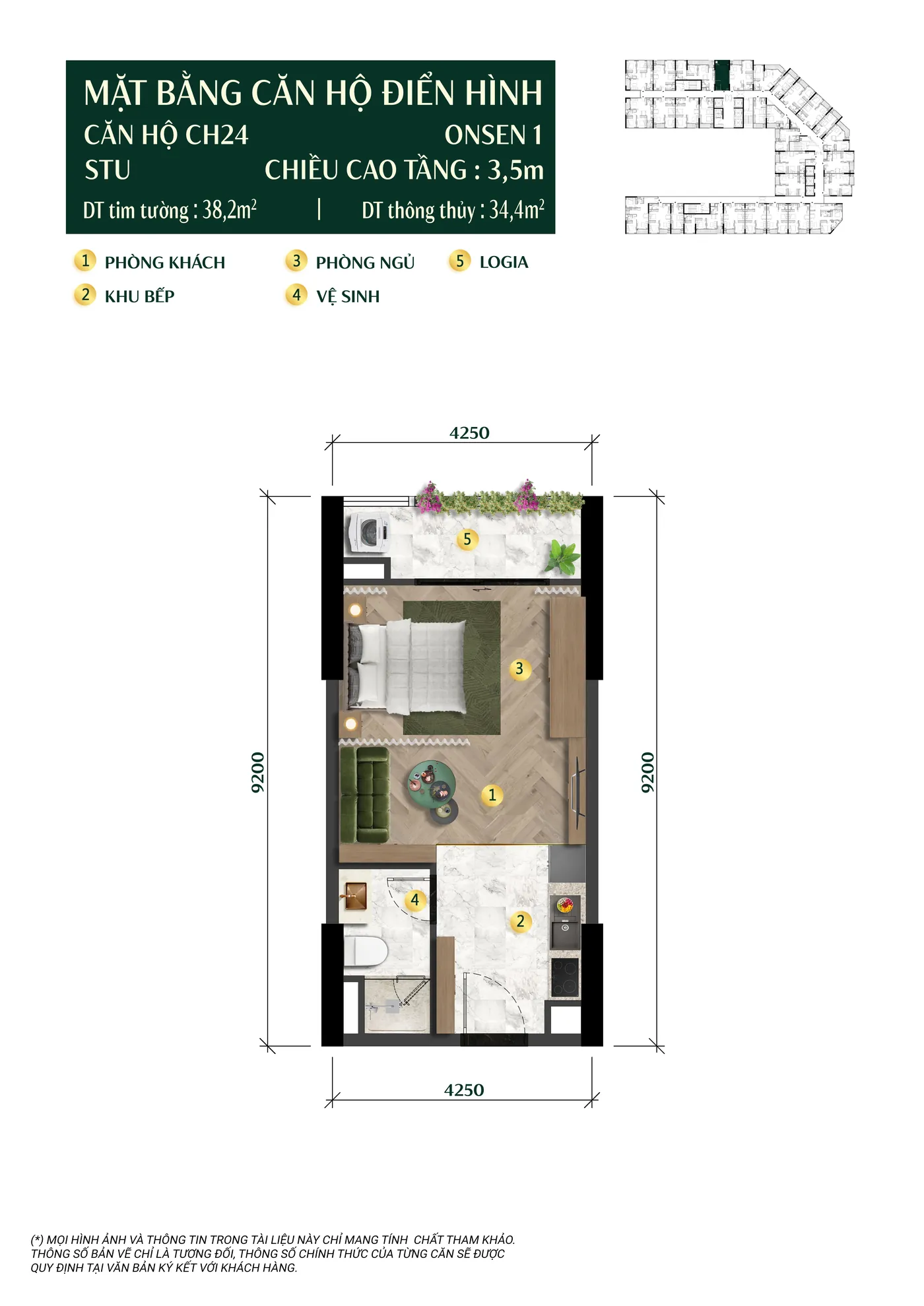 Layout căn hộ Studio CH24 cụm The Onsen Charmora City